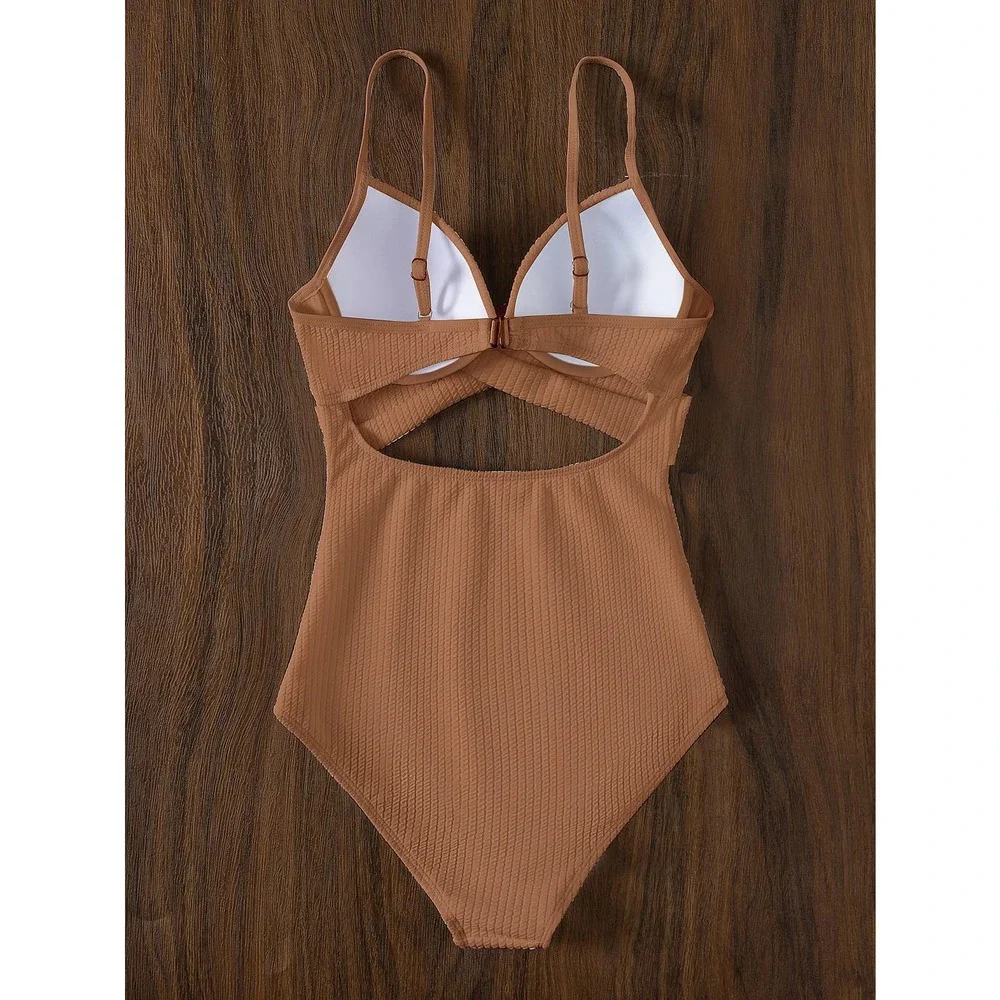 Boho Criss Cross Push Up One Piece Swimsuit green - Picture 10 of 11